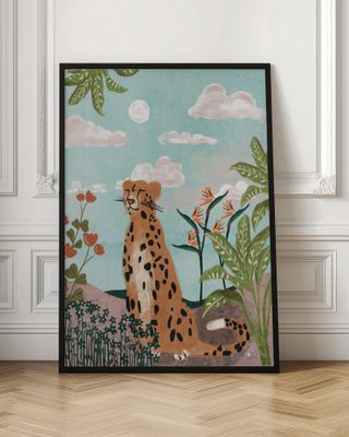 Peaceful Cheetah Under Moon