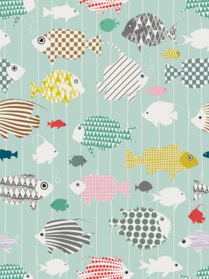 Fresh fish on mint pattern