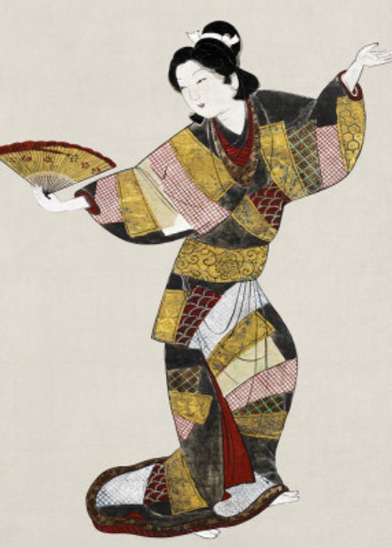 Japanese Female Dancer (17th Century) Vintage Painting