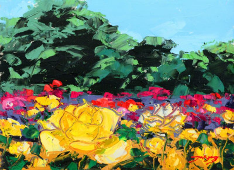 Wild Rose Oil On Canvas