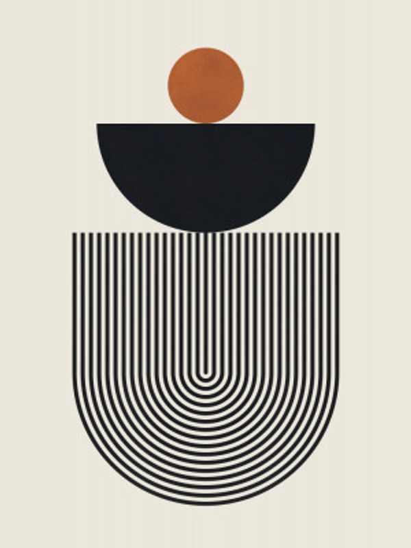 Geometric Shapes with a Black Semicircle