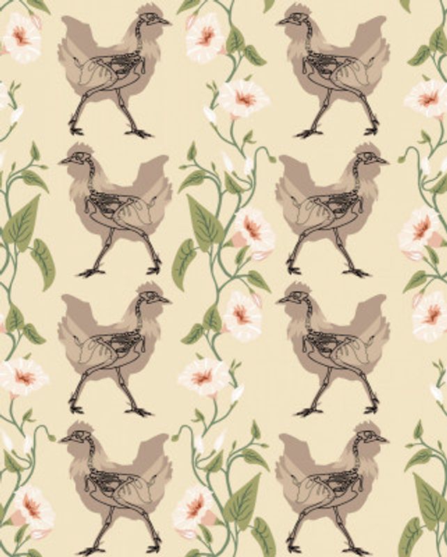Gothic cottage chicken warm earthy pattern