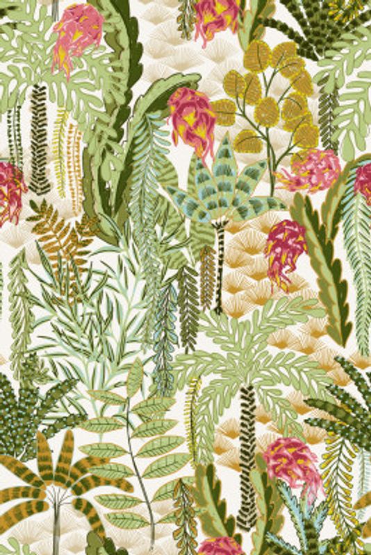 tropical lounge with dragon fruit light pattern