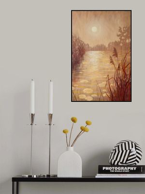 Pond With Reeds At Sunset