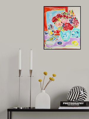 Still Life With Flowers And A Lemon, Tamara Jare, oil on canvas