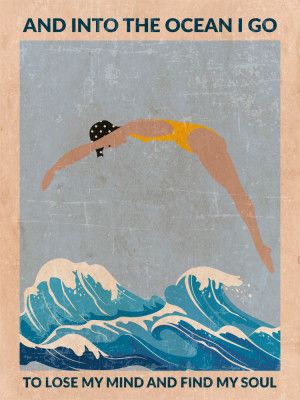 Into the Ocean (blue) Standard Wall Art