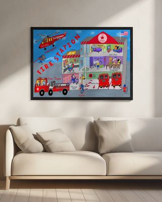 Firemen and the Fire Station by Artist Carla Daly