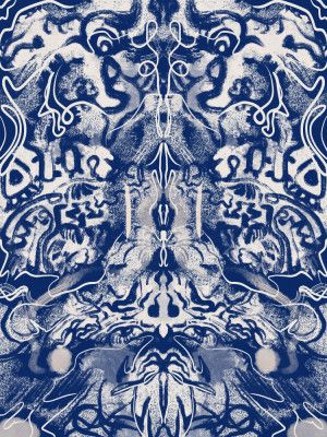 Symmetrical Blue and White Pattern