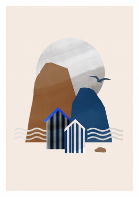 Abstract Beach Huts and Sea Stacks