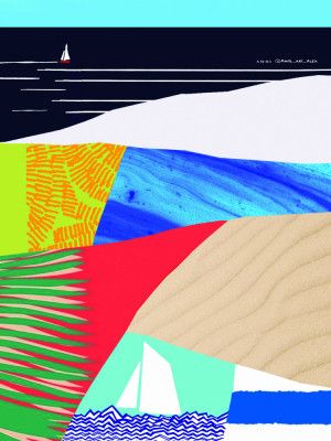 Colourful Abstract Beach Art Print, Tropical Beach Vacation Wall Art