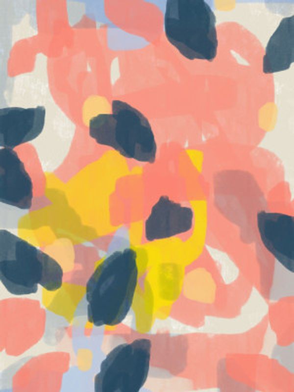 Abstract Painting In Pastel Colors. Botanical abstraction.