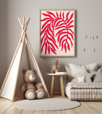 Red Silhouette Textured Branch