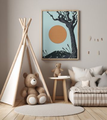 Orange Sun Over Peaks