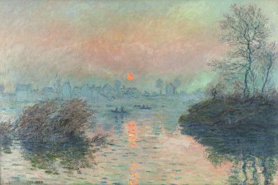 Sun Setting On the Seine At Lavacourt (1880) Claude Monet