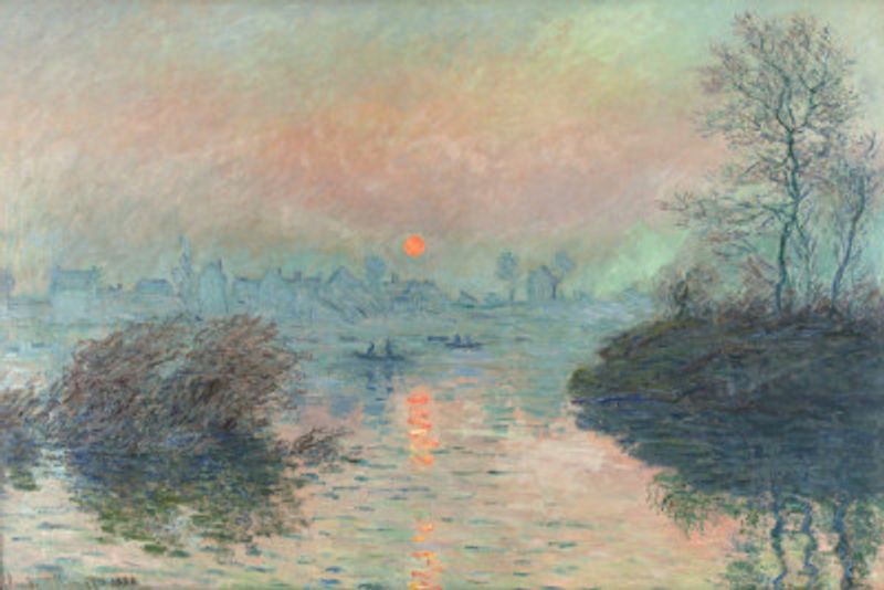Sun Setting On the Seine At Lavacourt (1880) Claude Monet