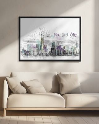 Modern Art NYC Manhattan Skyline | jazzy watercolor splashes