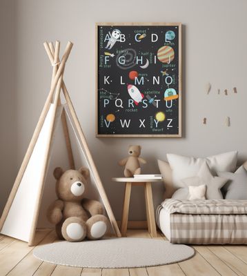 Illustrated Space Alphabet by Artist Carla Daly