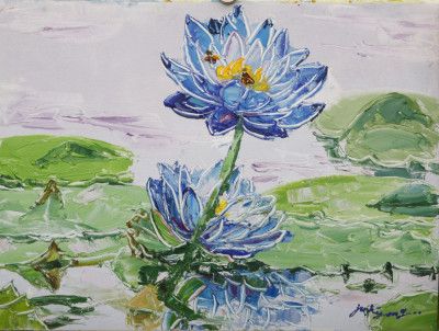 lotus flower oil on canvas