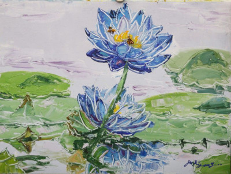 lotus flower oil on canvas