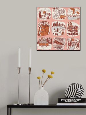 Travel to Alaska - Vintage Travel Stories - Pink BG - Pattern