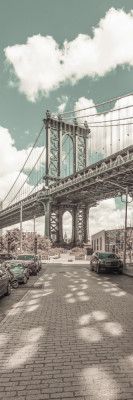 NYC Manhattan Bridge Panorama | urban vintage style