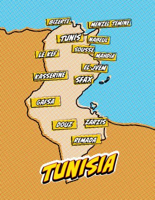 Tunisia Pop Art Map