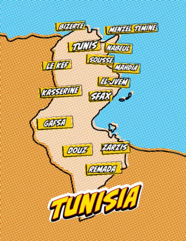 Tunisia Pop Art Map