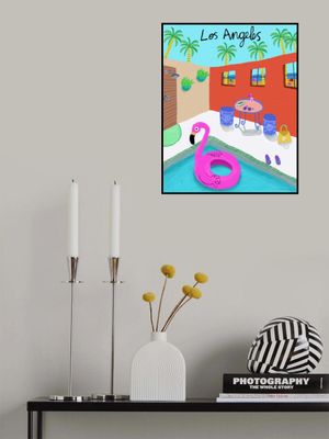 Pink Flamingo Float in Pool, Los Angeles, California by Artist Carla daly