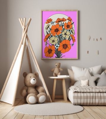 Flower Bouquet and Moon