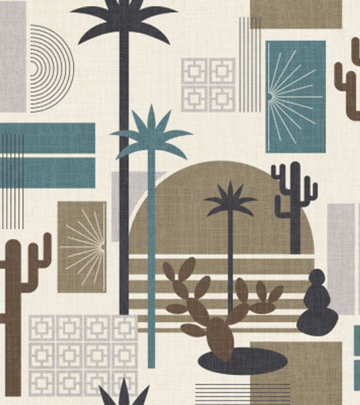 Palm Springs Geometric Escape Khaki Teal