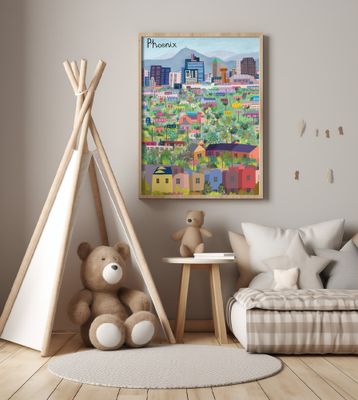 View Over Phoenix Arizona Illustrated by Artist Carla daly