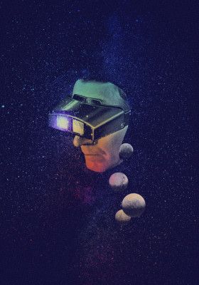 VR Headset In Outer Space