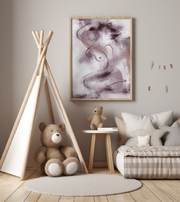 WOMAN FIGURATIVE ABSTRACT PAINTING PURPLE