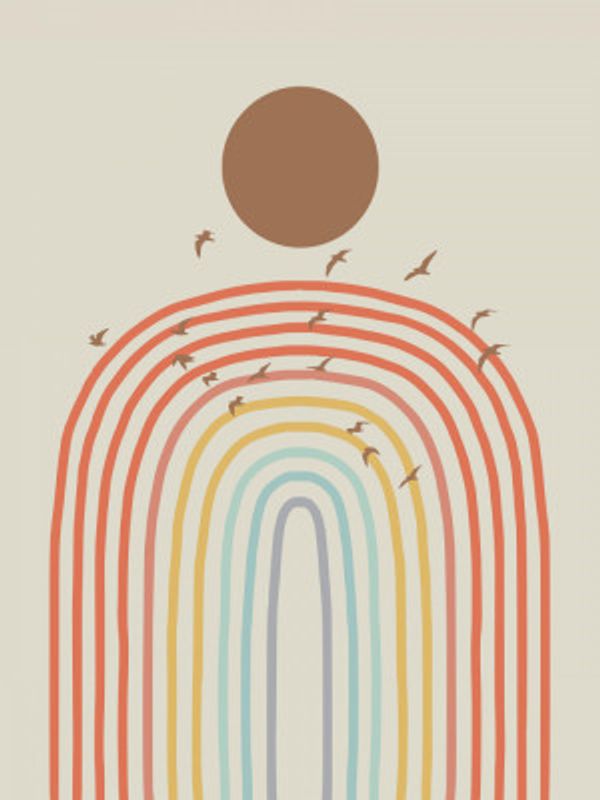 Stylized Rainbow With Layered Pastel