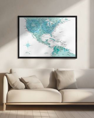 Aquamarine map of USA and Mexico