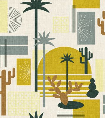 Palm Springs Geometric Escape Mustard