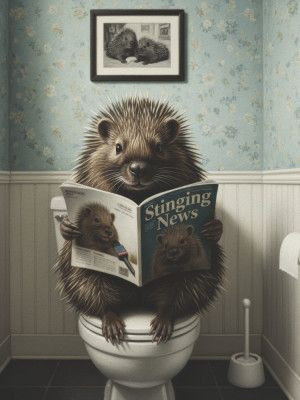 Porcupine In the Bathroom