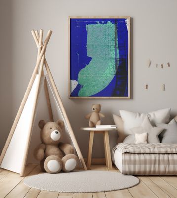 Abstract Artwork Blue Dynamic Shapes