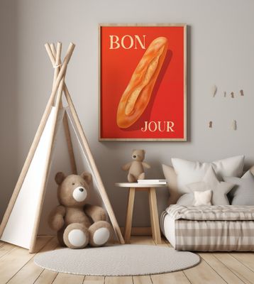 Baguette On A Red Background