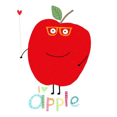 I Love Apple! Happy Apple Holding a Love Heart.