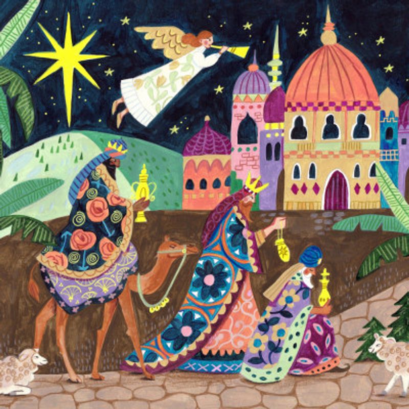 Three Wise Men in the night Christmas