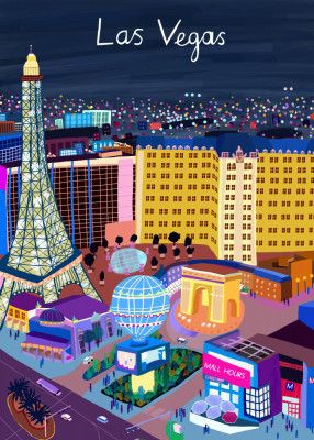 Las Vegas Night View by Artist Carla Daly