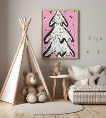 Christmas Tree And Snow Pink