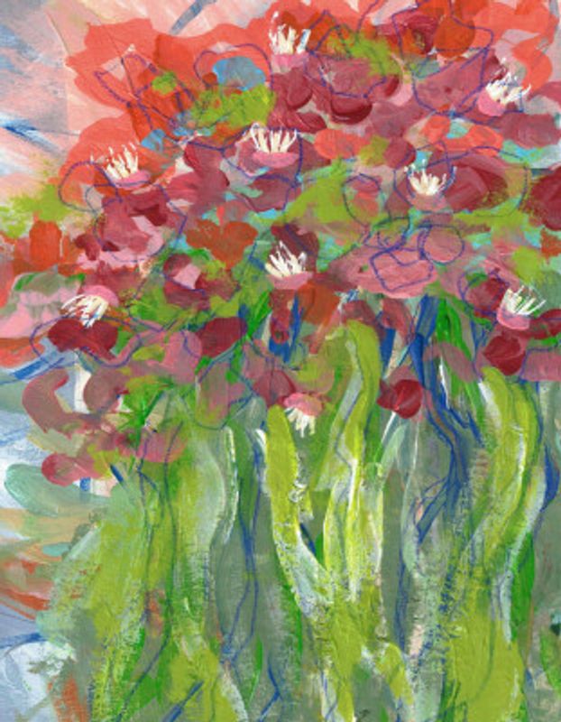 Floral Bouquet Freesias Lipstick Red