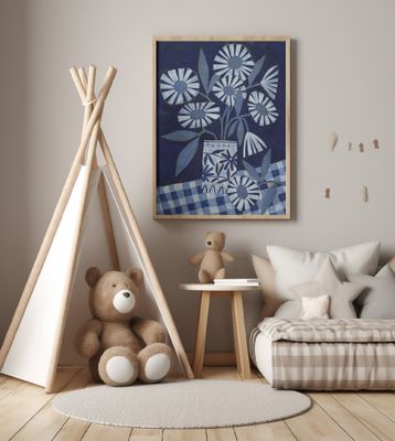 Stylized Flowers In A Decorative Vase