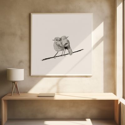 Two Birds Perched Closely on a Branch