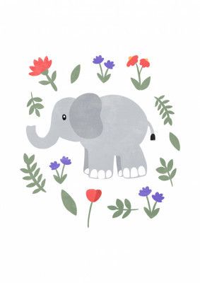 Little elephant with flowers