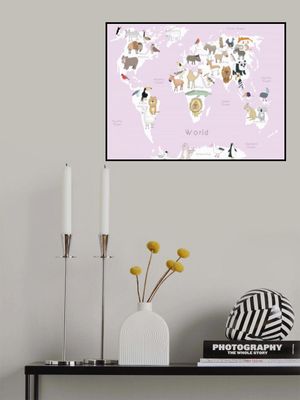 Illustrated Map of the World with Cute Animals