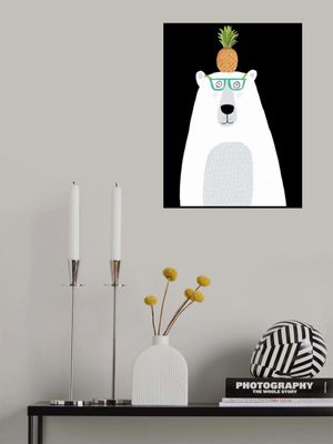 Funny White Polar Bear Wearing Glasses with Pineapple