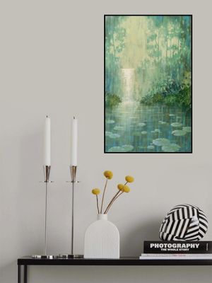 Mysterious Waterfall And Waterlily Pond